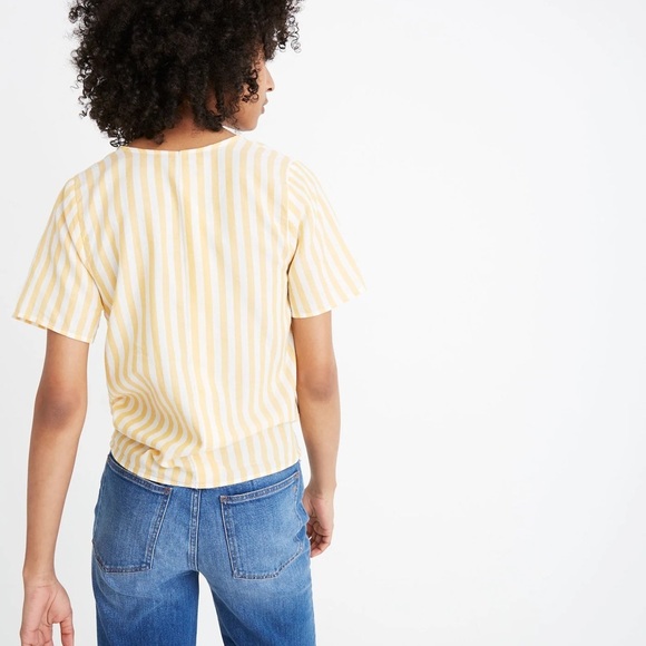 Madewell Agency Tie-Front Button Top in Pompano Stripe (M) - Picture 2 of 6